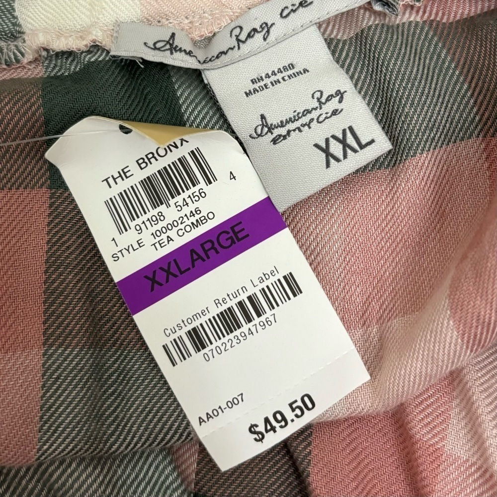 ➕ NWT American Rag Plaid Off The Shoulder Tie Front Top Women’s Size XXL - Picture 9 of 10